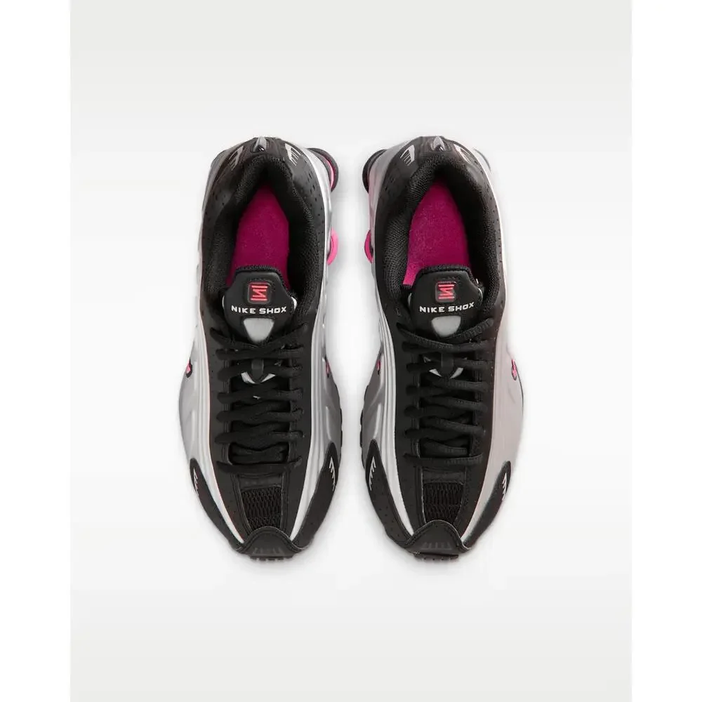 Nike Shox R4 CW2626-006 Sneakers Kids Black Pink Lace Up Lifestyle Shoes LIQ1179